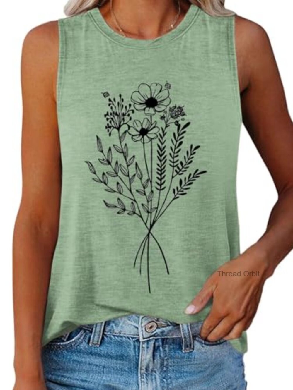 Womens Floral Graphic Tank Top Sleeveless Casual Summer Top